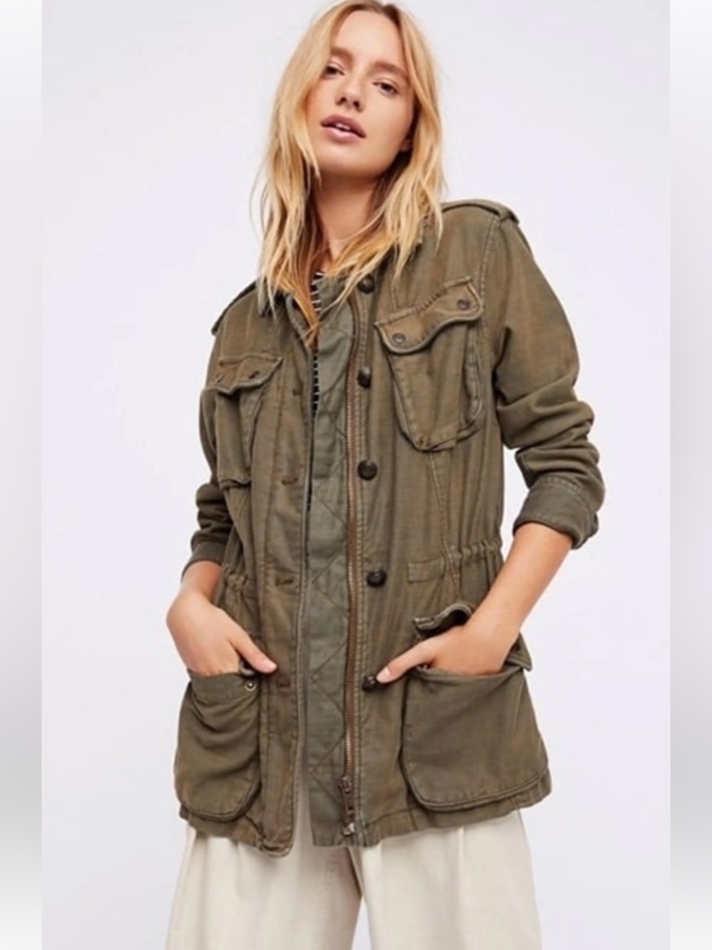Free People Not Your Brother’s Surplus Utility Jacket Olive Green